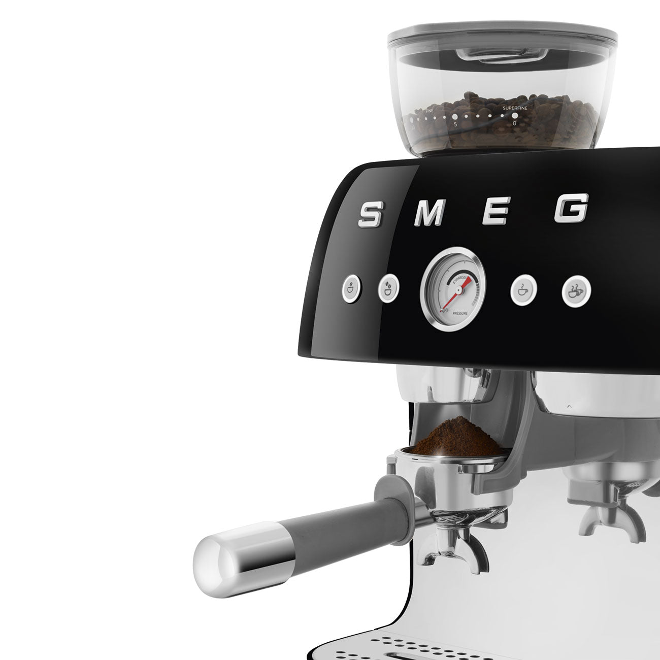 SMEG Siebträger mit Mahlwerk EGF03BLEU in Schwarz inkl. 5 Jahre Garantie