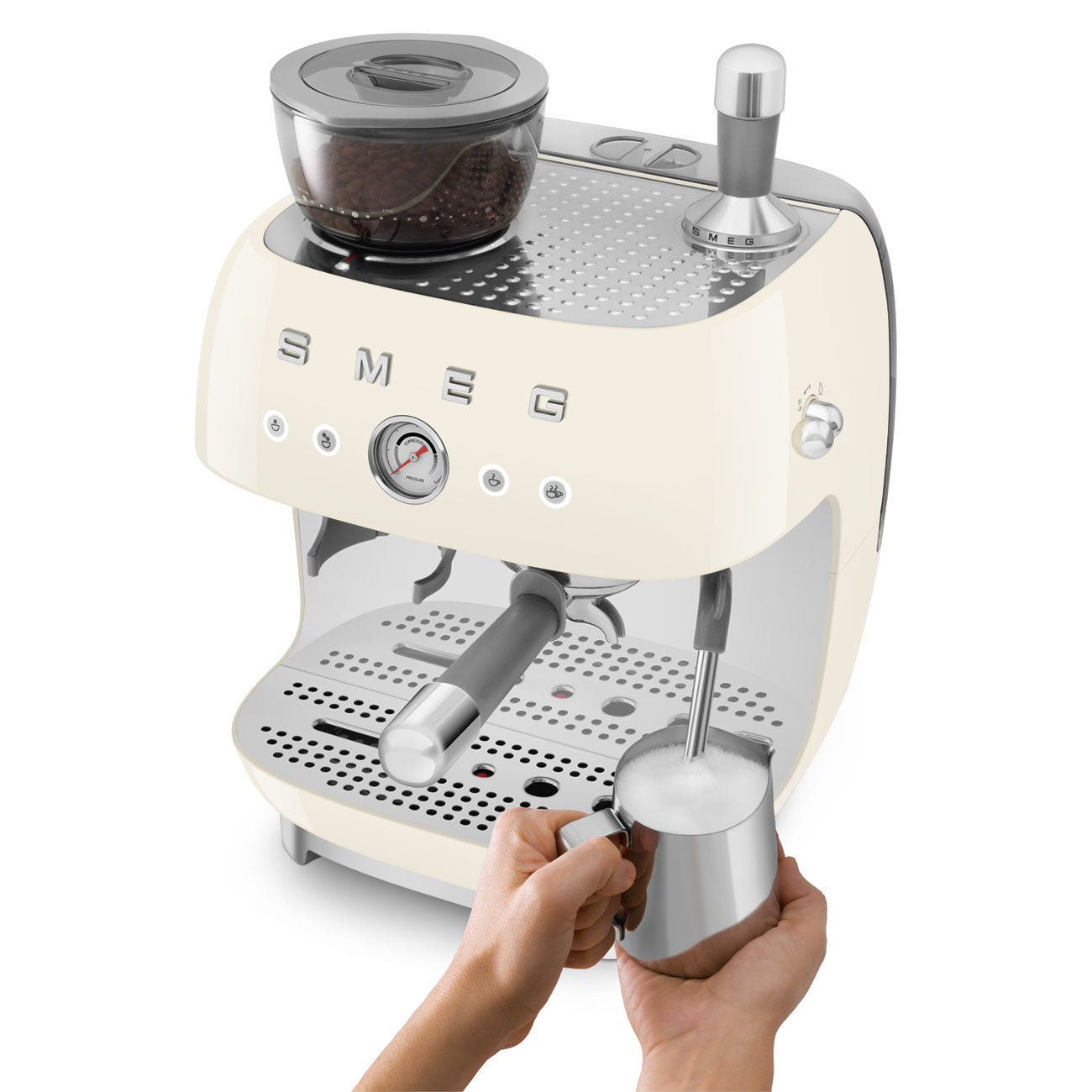 SMEG Siebträger mit Mahlwerk EGF03CREU in Creme inkl. 5 Jahre Garantie