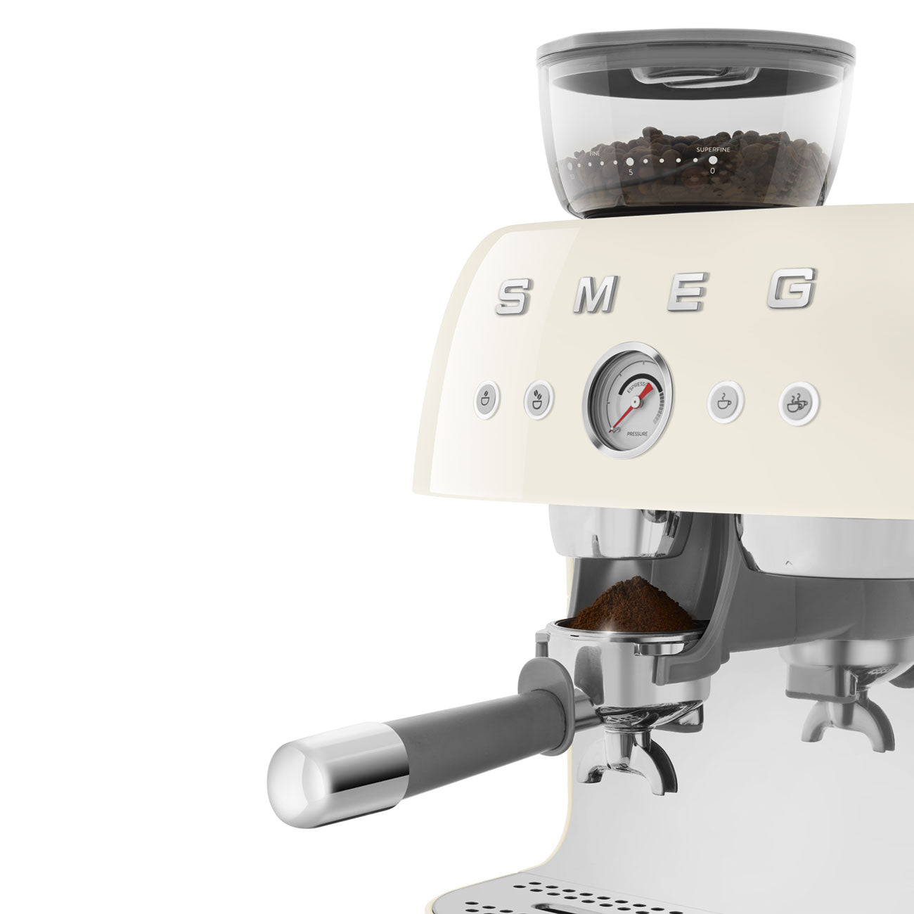 SMEG Siebträger mit Mahlwerk EGF03CREU in Creme inkl. 5 Jahre Garantie
