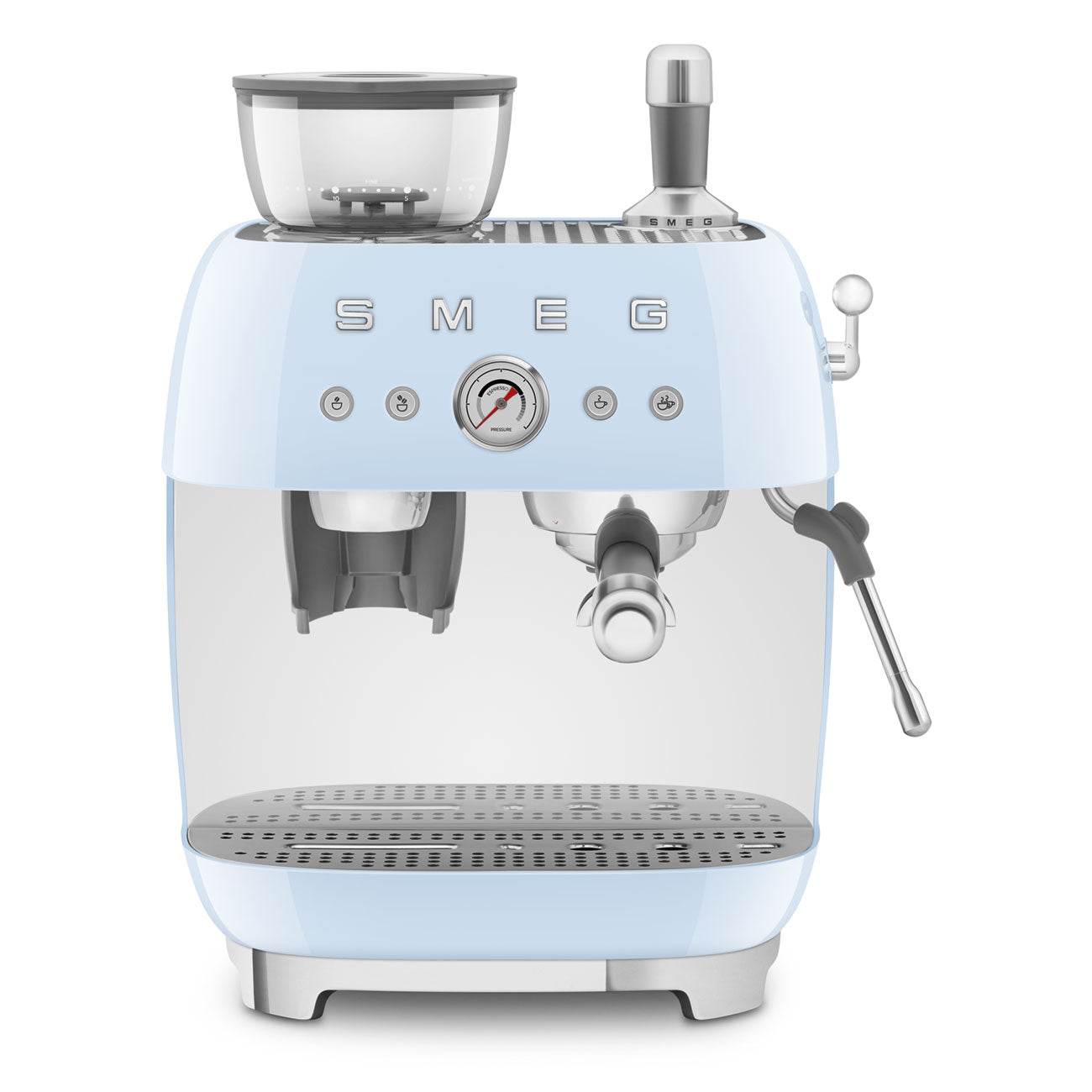 SMEG Siebträger mit Mahlwerk EGF03PBEU in Pastell Blau inkl. 5 Jahre Garantie