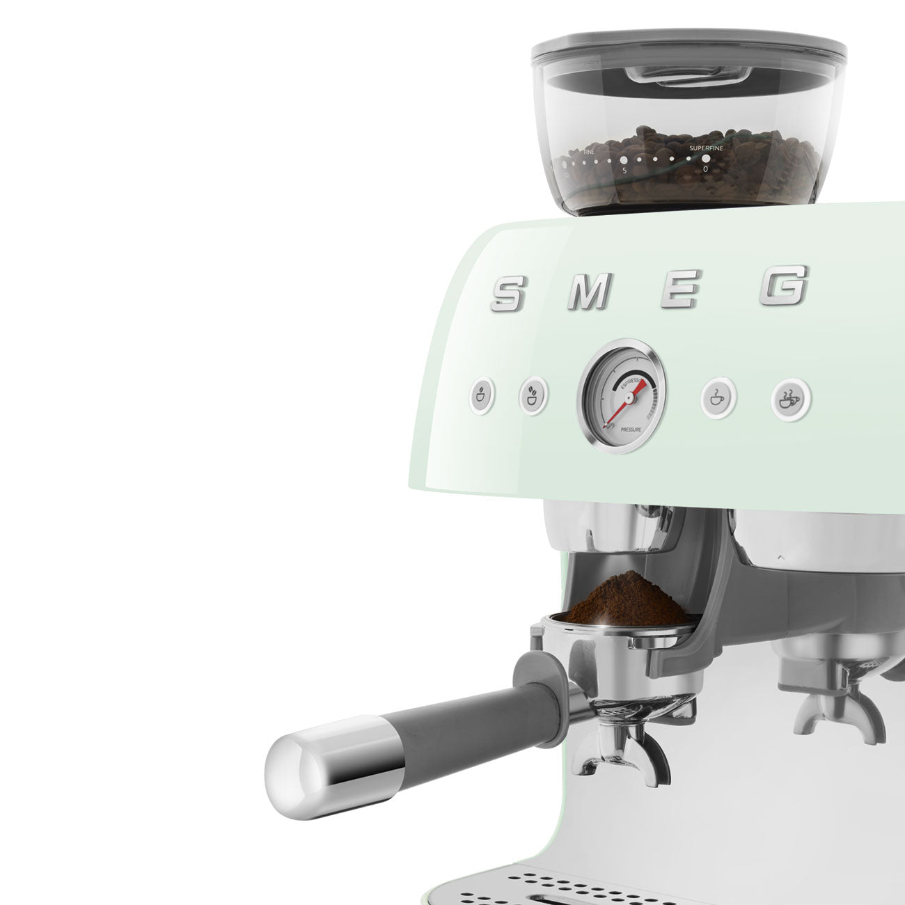 SMEG Siebträger mit Mahlwerk EGF03PGEU in Pastellgrün inkl. 5 Jahre Garantie